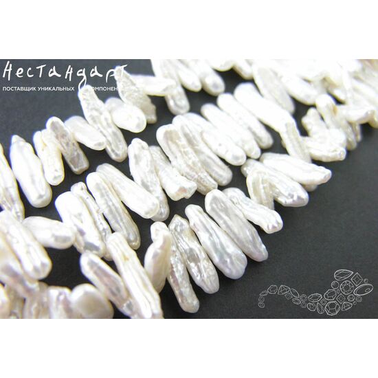 Жемчуг натуральный Biwa White 15-18х3-4 мм (уп.10 шт), изображение 4