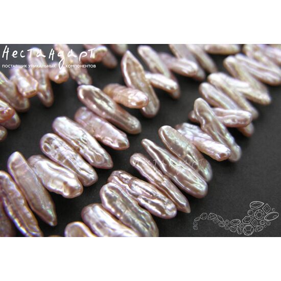 Жемчуг натуральный Biwa Lilac 15-18х4-5 мм (уп.10 шт), изображение 2