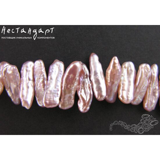 Жемчуг натуральный Biwa Lilac 15-18х4-5 мм (уп.10 шт), изображение 4