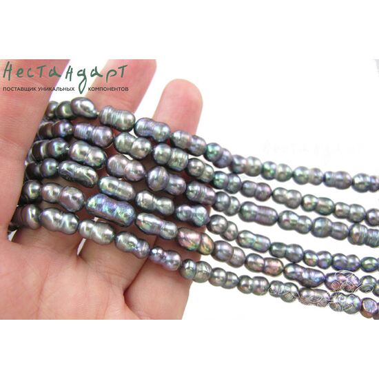 Жемчуг натуральный Peanut Peacock 10-15 мм (уп.10 шт.), изображение 2