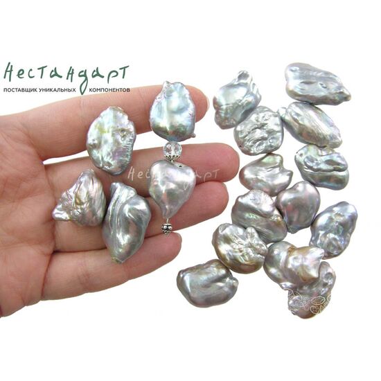 Жемчуг натуральный Marvelous Platinum 20-28х16-18 мм, изображение 3