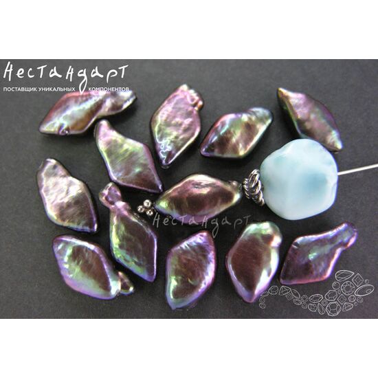 Жемчуг натуральный фантазийный Black Diamond 14-18х9-10 мм, изображение 2