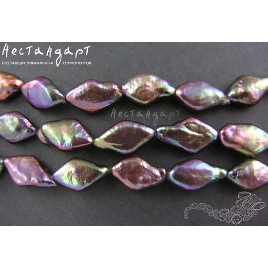 Жемчуг натуральный фантазийный Black Diamond 14-18х9-10 мм, изображение 4