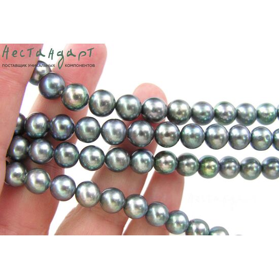 Жемчуг натуральный Thunder Gray 8,5 мм, изображение 2