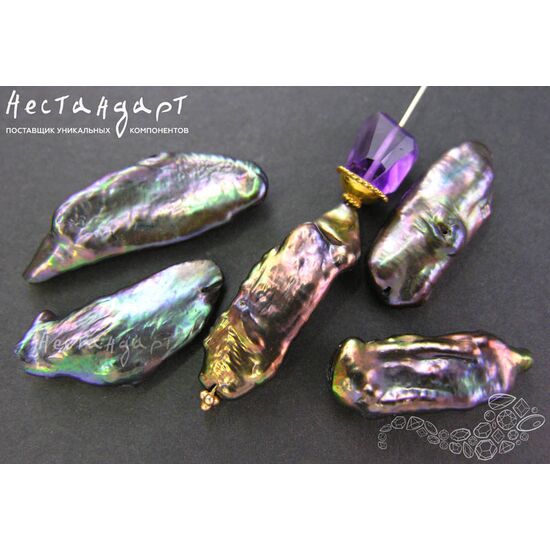 Жемчуг натуральный Baroque Peacock Black 28-34 мм, изображение 2