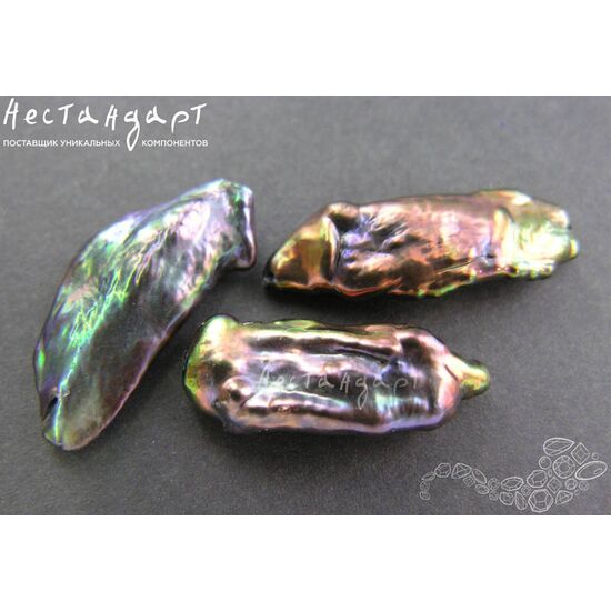 Жемчуг натуральный Baroque Peacock Black 28-34 мм, изображение 4