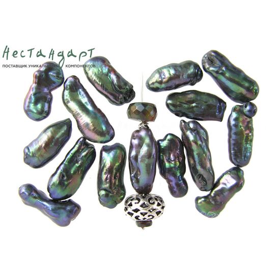 Жемчуг натуральный Biwa облагороженный Peacock 16-17 мм