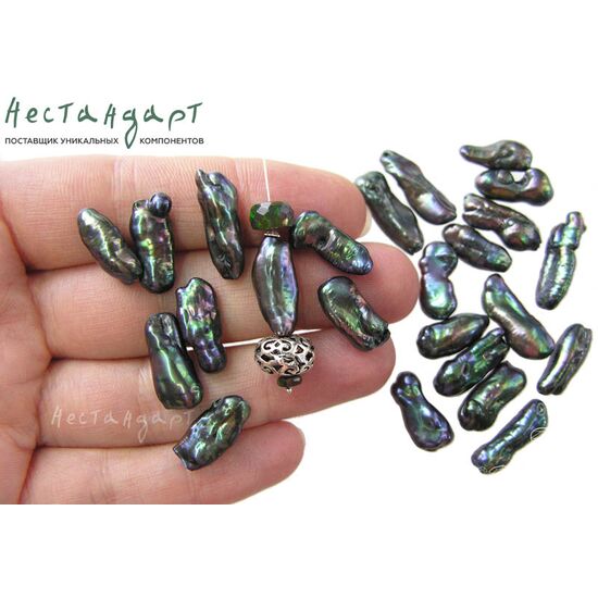 Жемчуг натуральный Biwa облагороженный Peacock 16-17 мм, изображение 3