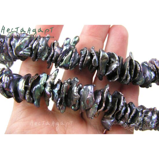 Жемчуг натуральный Keshi Black Peacock 14-25 мм (уп.10 шт), изображение 4
