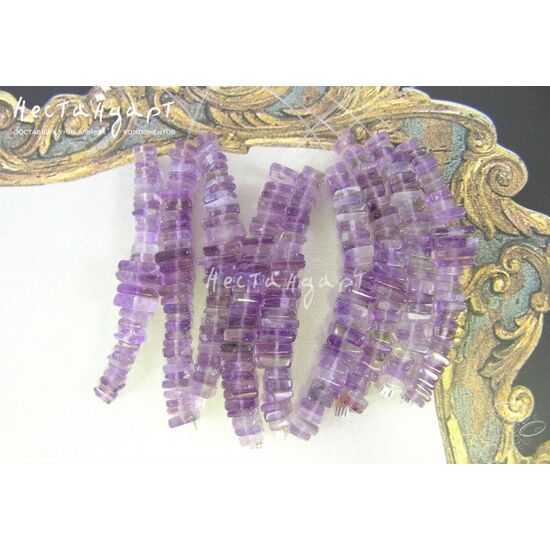Аметист натуральный квадратный ок. 6 мм (нить 5 см), изображение 3