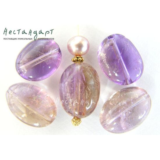 Аметрин натуральный крупные бусины 21-25 мм, изображение 3