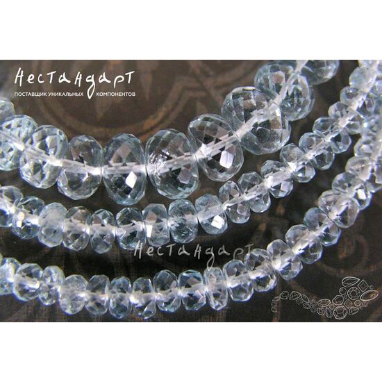 Берилл-аквамарин натуральный рондель 3-7 мм (уп. 10 шт.)