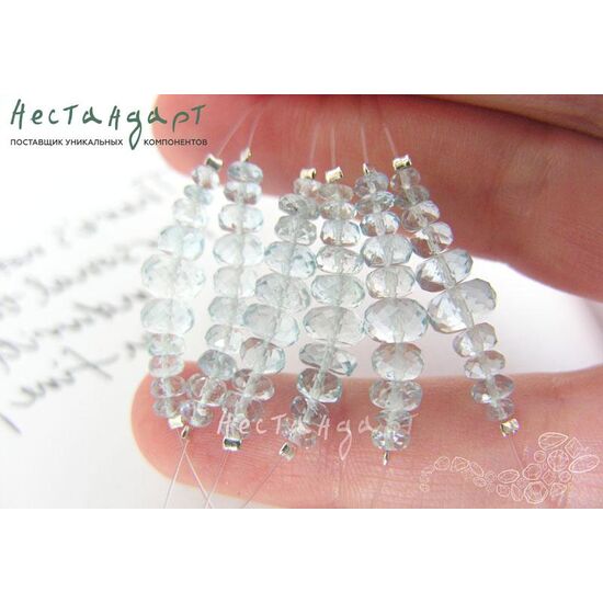 Берилл-аквамарин натуральный рондель 3-7 мм (уп. 10 шт.), изображение 2