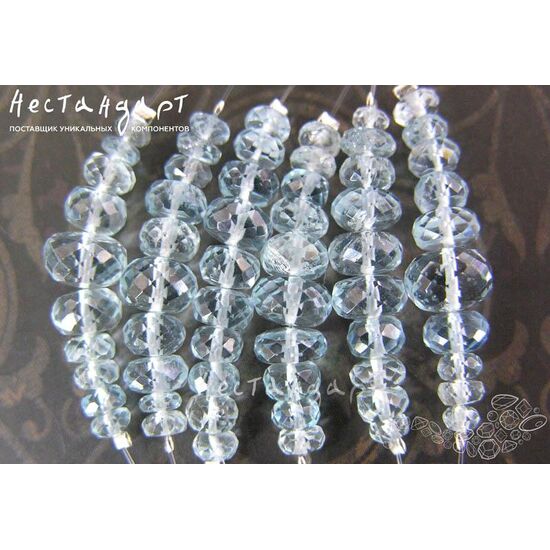 Берилл-аквамарин натуральный рондель 3-7 мм (уп. 10 шт.), изображение 3