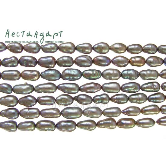 Жемчуг натуральный Cane Aurora Borealis 8х5 мм (нить 10 см)