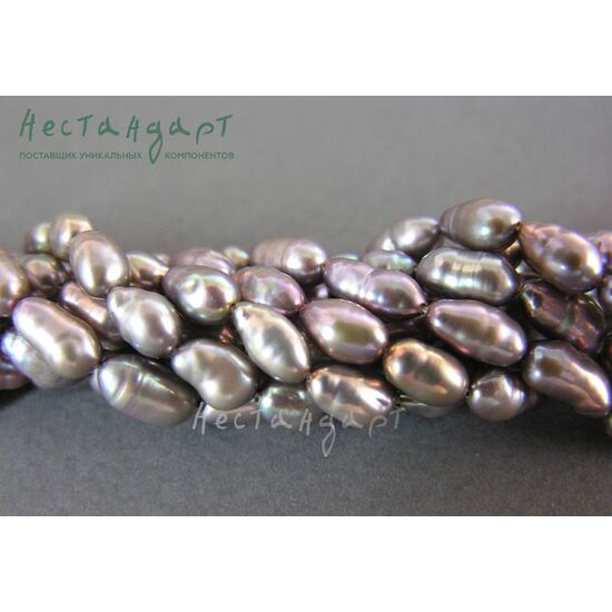 Жемчуг натуральный Cane Aurora Borealis 8х5 мм (нить 10 см), изображение 2
