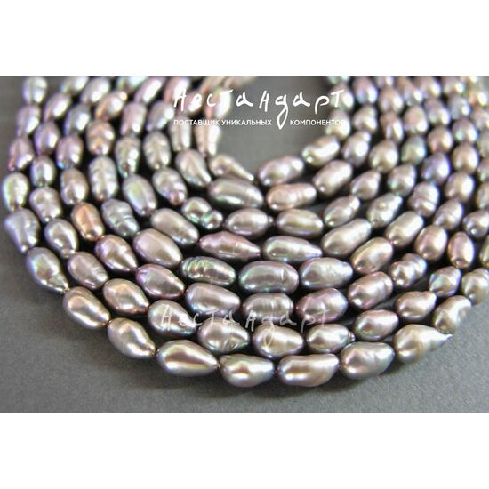 Жемчуг натуральный Cane Aurora Borealis 8х5 мм (нить 10 см), изображение 4