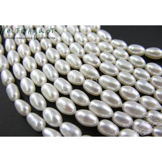 Жемчуг натуральный каплевидный Long White 9-13 мм (нить 12 см), изображение 3