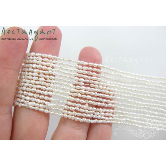 Жемчуг натуральный Micro White Drop 2,5-3 мм (нить 18 см), изображение 2