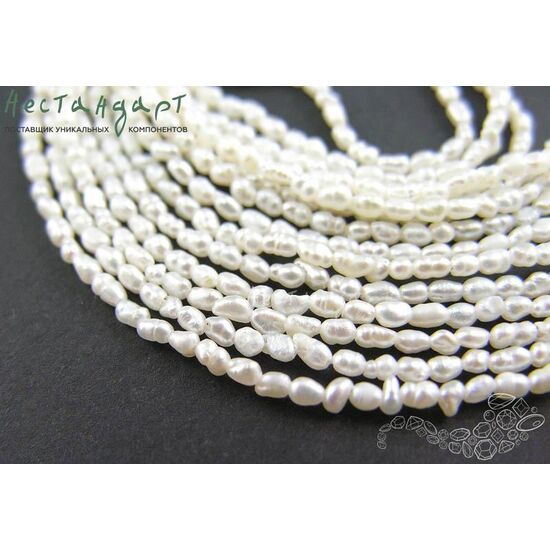 Жемчуг натуральный Micro White Drop 2,5-3 мм (нить 18 см), изображение 3
