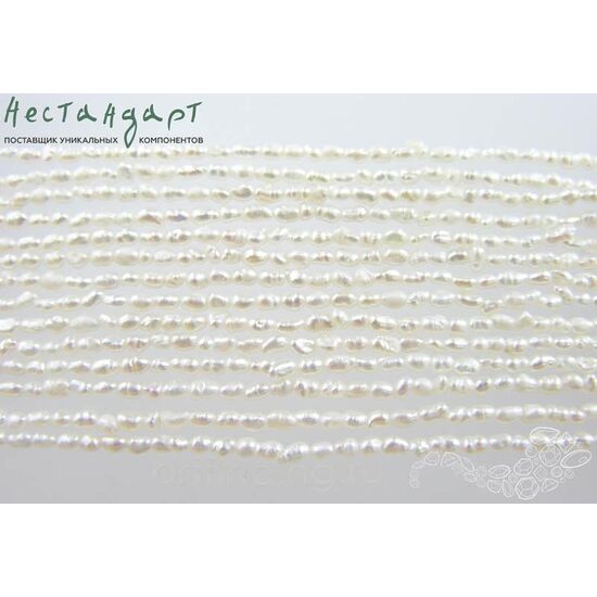 Жемчуг натуральный Micro White Drop 2,5-3 мм (нить 18 см), изображение 4