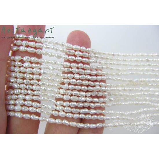Жемчуг натуральный Mini White Drop 4-6 мм (нить 17 см), изображение 2