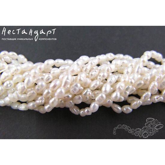 Жемчуг натуральный Mini White Drop 4-6 мм (нить 17 см), изображение 3