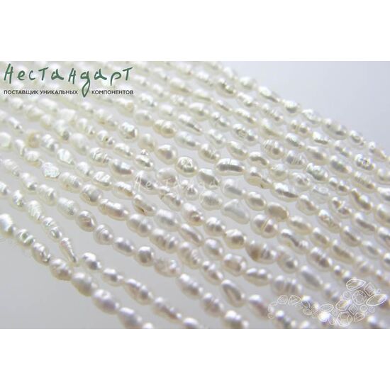 Жемчуг натуральный Mini White Drop 4-6 мм (нить 17 см), изображение 4