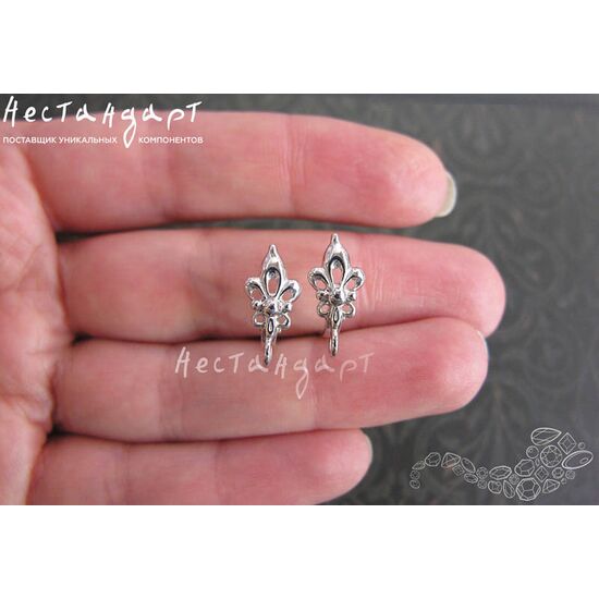 Швензы Royal Lily Sterling Silver Rhodium Plated 16х8 мм (пара), изображение 2