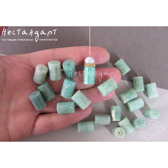 Амазонит натуральный Cylinder 14х10 мм, изображение 4
