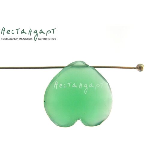 Халцедон натуральный Heart зеленый 14х14х7 мм, изображение 2