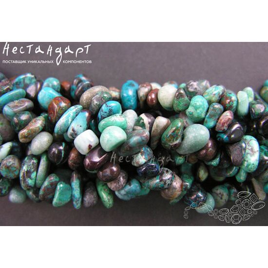 Хризоколла натуральная 8-10 мм (нить 10 см), изображение 3