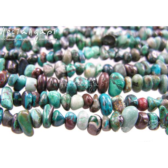 Хризоколла натуральная 8-10 мм (нить 10 см), изображение 4