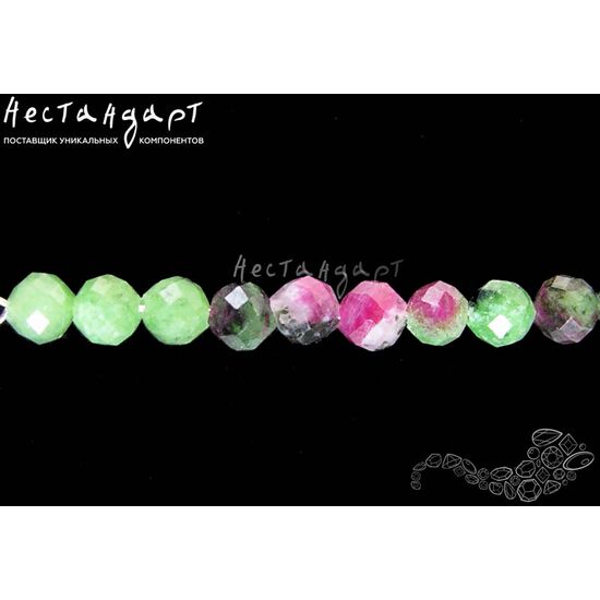 Цоизит с корундом натуральный с огранкой 5 мм (уп. 10 шт.), изображение 3