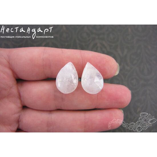Лунный камень натуральный Drop 13х10-17х22 мм (пара), изображение 3