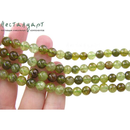 Гранат гроссуляр натуральный зеленый 8 мм, изображение 4