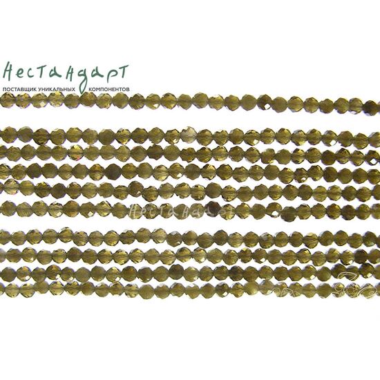 Турмалин Дравит натуральный с огранкой 2 мм (нить 10 см), изображение 3