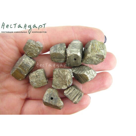 Пирит натуральный бусины грубой обработки 11-22 мм, изображение 2