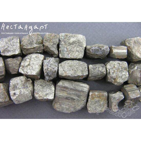 Пирит натуральный бусины грубой обработки 11-22 мм, изображение 3