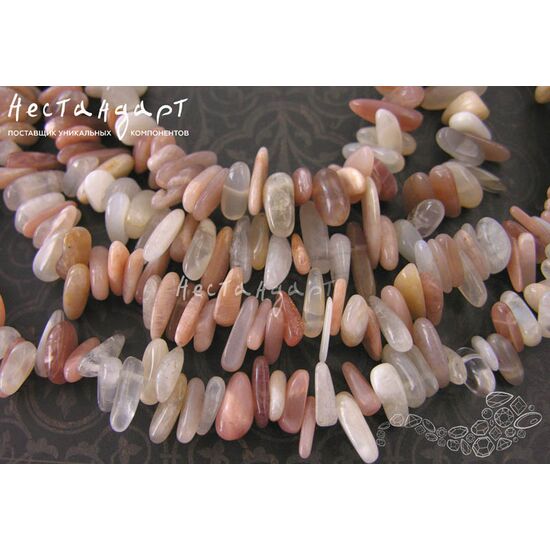 Олигоклаз натуральный галтовка 10х6 мм (нить 14.5 см), изображение 2