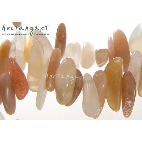 Олигоклаз натуральный галтовка 10х6 мм (нить 14.5 см), изображение 3