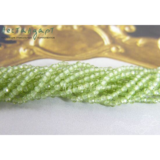 Хризолит натуральный с огранкой 3,5-4 мм (нить 10 см), изображение 4