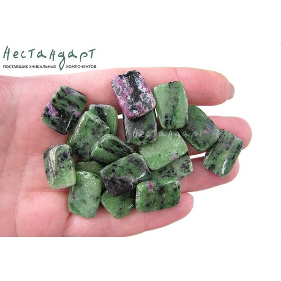 Цоизит натуральный гладкий Rectangle 19х13 мм, изображение 4