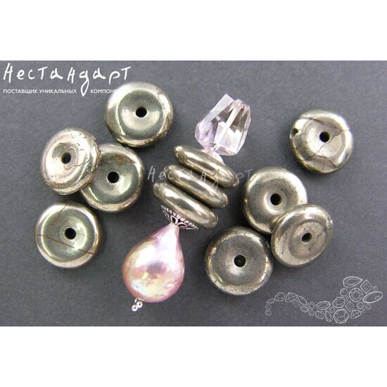 Пирит натуральный Donut 12х4 мм, изображение 2