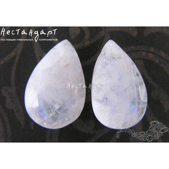 Лунный камень натуральный Drop 19х14-22х14 мм (пара), изображение 2