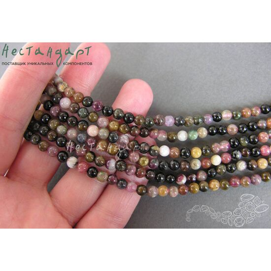 Турмалин натуральный Smooth Ball 4,5 мм (нить 9 см), изображение 2