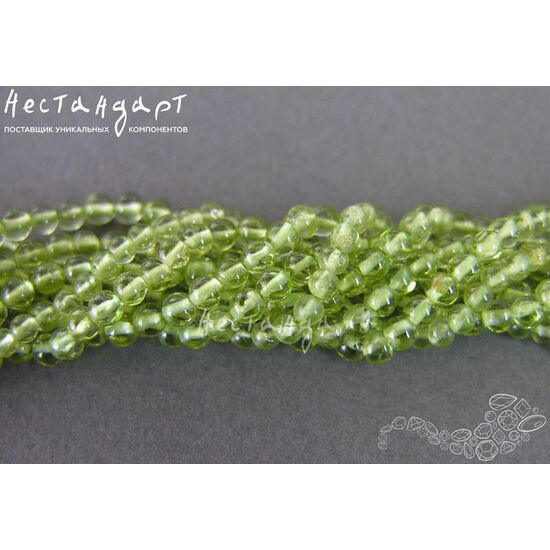 Хризолит натуральный 2 мм (нить 10 см), изображение 2