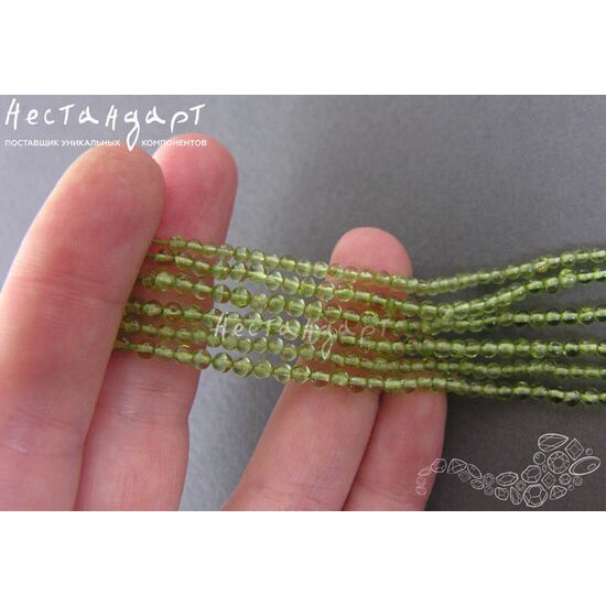 Хризолит натуральный 2 мм (нить 10 см), изображение 3