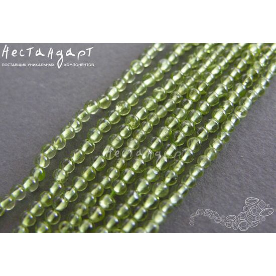 Хризолит натуральный 2 мм (нить 10 см), изображение 4