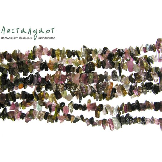Турмалин натуральный Multicolor полированная галтовка 4-8 мм (нить 23 см)